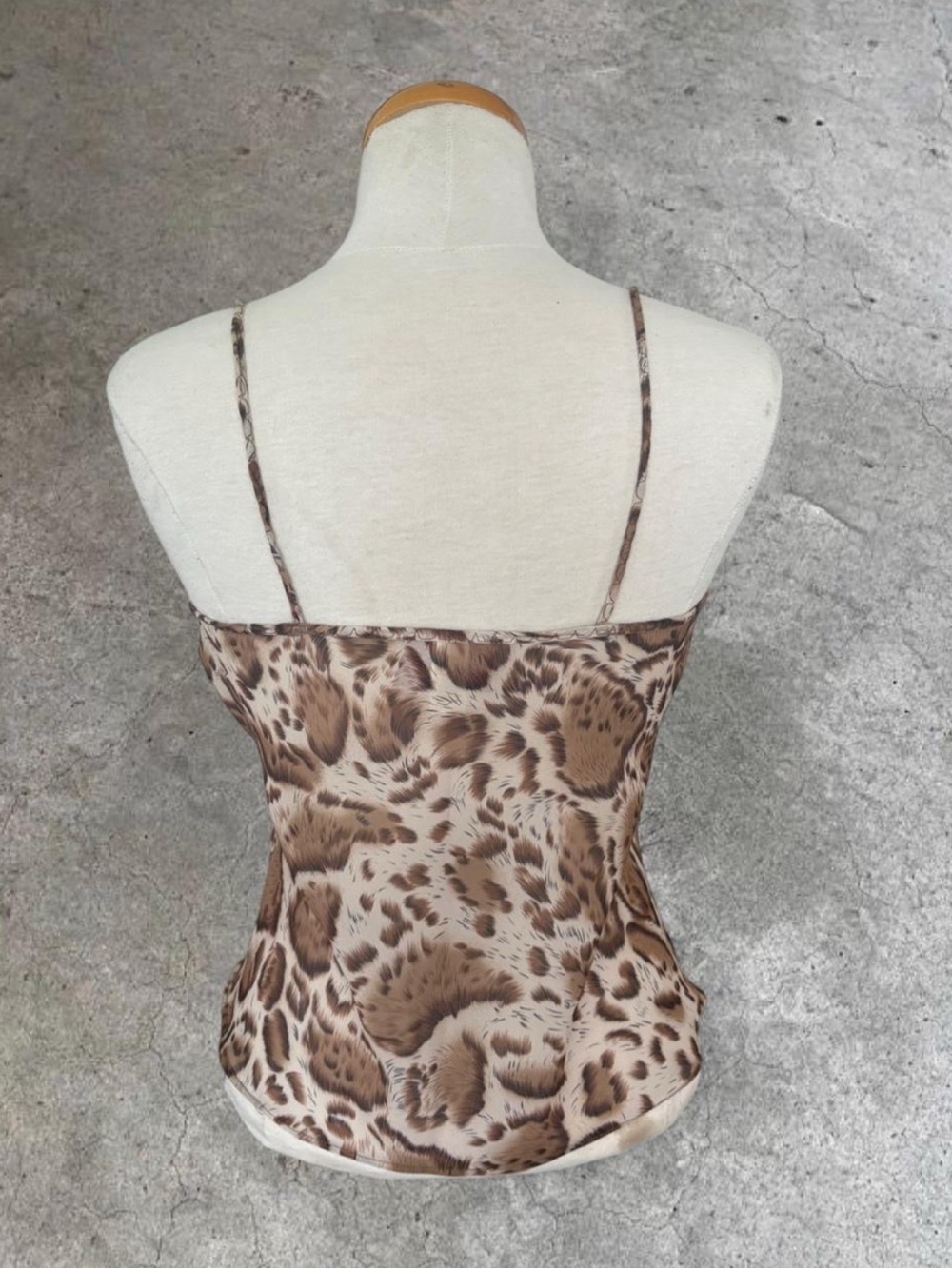 Simon Chang Brown Lace Trim Animal Print Cami - Picture 2 of 5